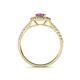 4 - Ines Rainbow Emerald Cut Lab Created Pink Sapphire and Round Diamond Double Halo Engagement Ring 