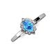 3 - Aurora Rainbow Oval Cut Blue Topaz and Round Diamond Halo Engagement Ring 