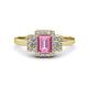 1 - Jessica Rainbow Emerald Cut Lab Created Pink Sapphire with Round and Princess Cut Diamond Engagement Ring 