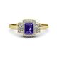 1 - Jessica Rainbow Emerald Cut Iolite with Round and Princess Cut Diamond Engagement Ring 