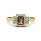 1 - Jessica Rainbow Emerald Cut Smoky Quartz with Round and Princess Cut Diamond Engagement Ring 