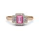 1 - Jessica Rainbow Emerald Cut Lab Created Pink Sapphire with Round and Princess Cut Diamond Engagement Ring 