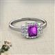 2 - Jessica Rainbow Emerald Cut Amethyst with Round and Princess Cut Diamond Engagement Ring 