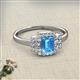 2 - Jessica Rainbow Emerald Cut Blue Topaz with Round and Princess Cut Diamond Engagement Ring 