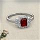 2 - Jessica Rainbow Emerald Cut Red Garnet with Round and Princess Cut Diamond Engagement Ring 