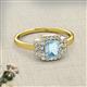 2 - Jessica Rainbow Emerald Cut Aquamarine with Round and Princess Cut Diamond Engagement Ring 