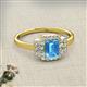 2 - Jessica Rainbow Emerald Cut Blue Topaz with Round and Princess Cut Diamond Engagement Ring 