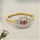 2 - Jessica Rainbow Emerald Cut Morganite with Round and Princess Cut Diamond Engagement Ring 