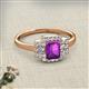2 - Jessica Rainbow Emerald Cut Amethyst with Round and Princess Cut Diamond Engagement Ring 