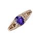 3 - Ana Desire Oval Cut Iolite and Round Diamond Twist Rope Split Shank Engagement Ring 