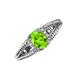 3 - Ana Desire Oval Cut Peridot and Round Diamond Twist Rope Split Shank Engagement Ring 
