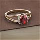 2 - Ana Desire Oval Cut Red Garnet and Round Diamond Twist Rope Split Shank Engagement Ring 