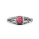 1 - Ana Desire Oval Cut Rhodolite Garnet and Round Diamond Twist Rope Split Shank Engagement Ring 