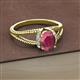 2 - Ana Desire Oval Cut Rhodolite Garnet and Round Diamond Twist Rope Split Shank Engagement Ring 