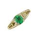 3 - Ana Desire Oval Cut Emerald and Round Diamond Twist Rope Split Shank Engagement Ring 
