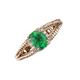 3 - Ana Desire Oval Cut Emerald and Round Diamond Twist Rope Split Shank Engagement Ring 