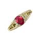 3 - Ana Desire Oval Cut Ruby and Round Diamond Twist Rope Split Shank Engagement Ring 