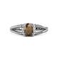 1 - Ana Desire Oval Cut Smoky Quartz and Round Diamond Twist Rope Split Shank Engagement Ring 