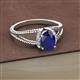 2 - Ana Desire Oval Cut Blue Sapphire and Round Diamond Twist Rope Split Shank Engagement Ring 