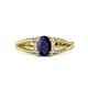 1 - Ana Desire Oval Cut Blue Sapphire and Round Diamond Twist Rope Split Shank Engagement Ring 