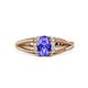 1 - Ana Desire Oval Cut Tanzanite and Round Diamond Twist Rope Split Shank Engagement Ring 