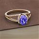 2 - Ana Desire Oval Cut Tanzanite and Round Diamond Twist Rope Split Shank Engagement Ring 