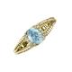3 - Ana Desire Oval Cut Aquamarine and Round Diamond Twist Rope Split Shank Engagement Ring 