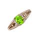 3 - Ana Desire Oval Cut Peridot and Round Diamond Twist Rope Split Shank Engagement Ring 