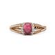 1 - Ana Desire Oval Cut Rhodolite Garnet and Round Diamond Twist Rope Split Shank Engagement Ring 