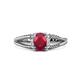 1 - Ana Desire Oval Cut Ruby and Round Diamond Twist Rope Split Shank Engagement Ring 