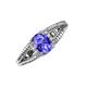 3 - Ana Desire Oval Cut Tanzanite and Round Diamond Twist Rope Split Shank Engagement Ring 