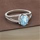 2 - Ana Desire Oval Cut Aquamarine and Round Diamond Twist Rope Split Shank Engagement Ring 
