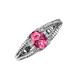 3 - Ana Desire Oval Cut Pink Tourmaline and Round Diamond Twist Rope Split Shank Engagement Ring 