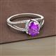 2 - Ana Desire Oval Cut Amethyst and Round Diamond Twist Rope Split Shank Engagement Ring 