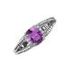 3 - Ana Desire Oval Cut Amethyst and Round Diamond Twist Rope Split Shank Engagement Ring 