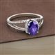 2 - Ana Desire Oval Cut Iolite and Round Diamond Twist Rope Split Shank Engagement Ring 