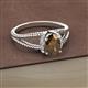 2 - Ana Desire Oval Cut Smoky Quartz and Round Diamond Twist Rope Split Shank Engagement Ring 