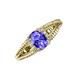 3 - Ana Desire Oval Cut Tanzanite and Round Diamond Twist Rope Split Shank Engagement Ring 
