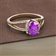2 - Ana Desire Oval Cut Amethyst and Round Diamond Twist Rope Split Shank Engagement Ring 