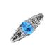 3 - Ana Desire Oval Cut Blue Topaz and Round Diamond Twist Rope Split Shank Engagement Ring 