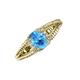 3 - Ana Desire Oval Cut Blue Topaz and Round Diamond Twist Rope Split Shank Engagement Ring 