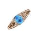 3 - Ana Desire Oval Cut Blue Topaz and Round Diamond Twist Rope Split Shank Engagement Ring 