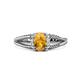 1 - Ana Desire Oval Cut Citrine and Round Diamond Twist Rope Split Shank Engagement Ring 