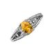 3 - Ana Desire Oval Cut Citrine and Round Diamond Twist Rope Split Shank Engagement Ring 