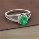 2 - Ana Desire Oval Cut Emerald and Round Diamond Twist Rope Split Shank Engagement Ring 