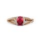 1 - Ana Desire Oval Cut Ruby and Round Diamond Twist Rope Split Shank Engagement Ring 