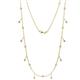 1 - Belina (17 Stn/2mm) Round Aquamarine and Diamond Drop Station Necklace 