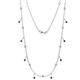 1 - Belina (17 Stn/2mm) Round Red Garnet and Diamond Drop Station Necklace 