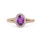 1 - Deborah Desire Oval Cut Amethyst and Round Diamond Twist Rope Split Shank Halo Engagement Ring 