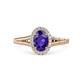 1 - Deborah Desire Oval Cut Iolite and Round Diamond Twist Rope Split Shank Halo Engagement Ring 